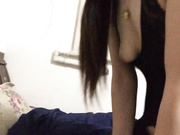 鸡巴镶了几颗珠子的纹身社会哥和穿着情趣开裆内衣的小情妇啪啪一边手拿着自拍杆自拍